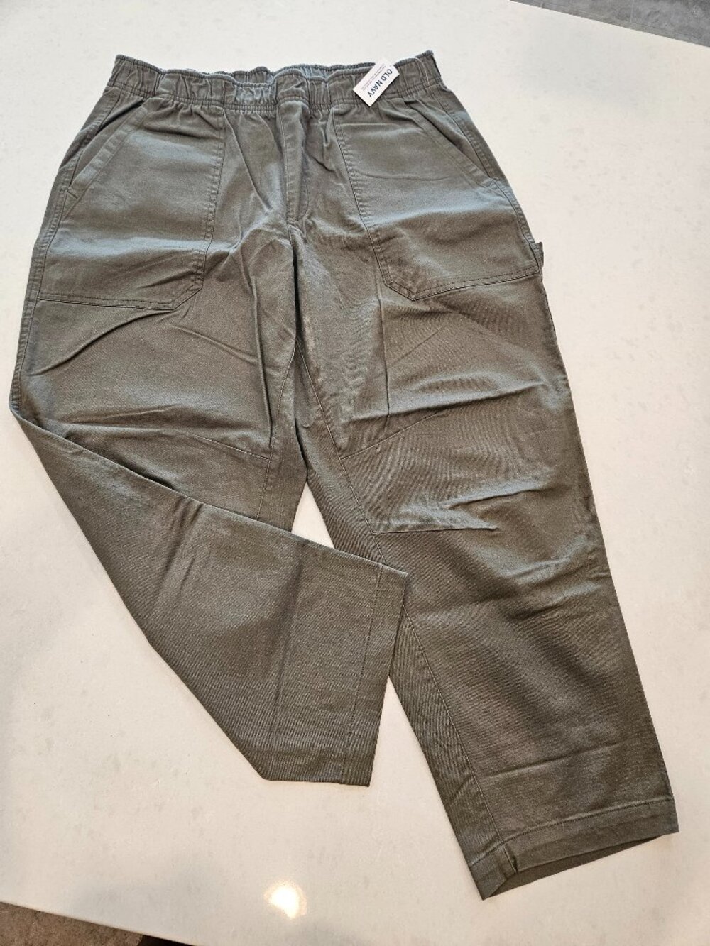Old Navy Cargo Comfort Waistband Pants w/ Pockets - Khaki Green - Size L Petite
